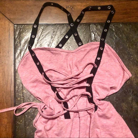 Unique Corset dress by Cellebie size L. X-back grommet straps w/ long tie. NWT - Picture 2 of 7